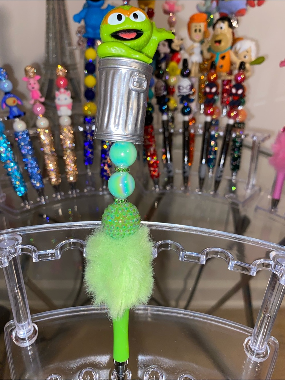 Sesame Street Green Oscar the Grouch Plush Top Pen